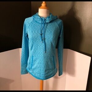 Athleta Techie Sweat Turqoise Cowl Neck Hoodie